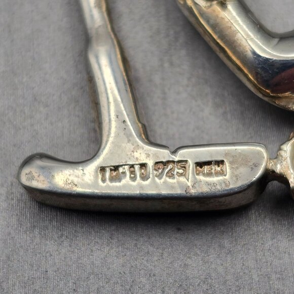 VTG Taxco Sterling Silver Golf Club & Ball Pin Brooch 3.25" TM-80 Mexico 20.65g - Picture 6 of 10